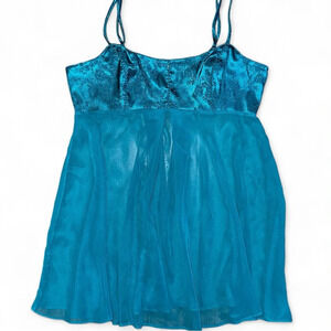 Victoria’s Secret Blue Sheer Babydoll Lingerie Slip on Dress Top S